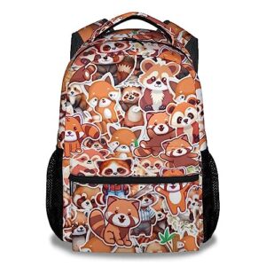 meetuhoney red panda backpack for girls - 16 inch cute backpack for school - orange lightweight durable bookbag for kids
