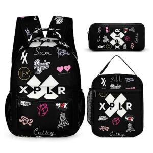 hei bai.jzq 3 in 1 backpack set bookbag with lunch box and pencil case