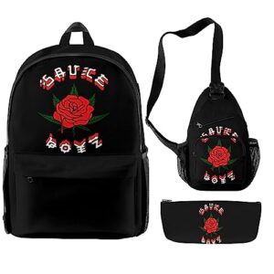 bingtiesha eladio carrion backpack three-piece sets casual harajuku rapper oxford cloth travel bag style backpack (ym7757a01)