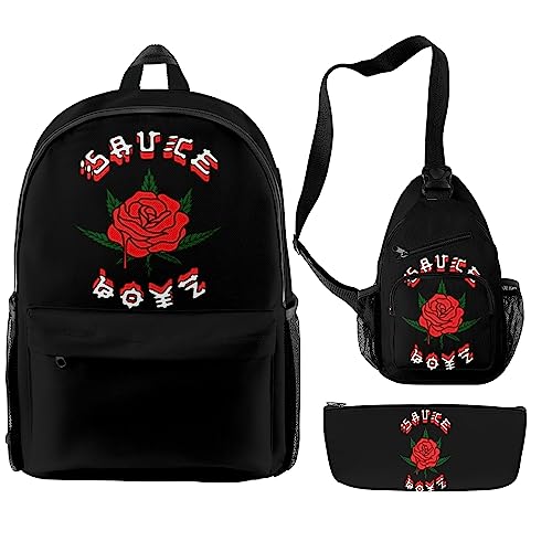 BINGTIESHA Eladio Carrion Backpack Three-piece Sets Casual Harajuku Rapper Oxford Cloth Travel Bag Style Backpack (YM7757A01)