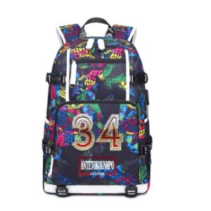basketball superstar letter bro laptop backpack youth travel bag students waterproof schoolbag (g)