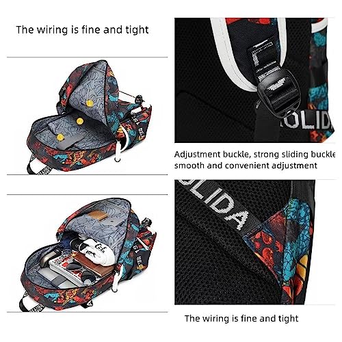 Basketball Superstar Letter Bro Laptop Backpack Youth Travel Bag Students Waterproof Schoolbag (G)