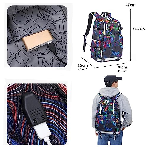 Basketball Superstar Letter Bro Laptop Backpack Youth Travel Bag Students Waterproof Schoolbag (G)