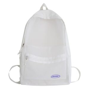 durable semi-mesh backpack for school student stadium approved lightweight see through travel casual summer large bag (white)