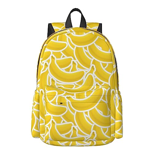 FeHuew 17 inch Backpack Banana Yellow Pattern Seamless Laptop Backpack School Bookbag Shoulder Bag Casual Daypack