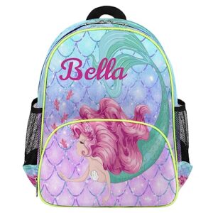 ririx personalized toddler kids backpack, custom mini backpacks for preschool, schoolbag for boys girls cute mermaid fish scales
