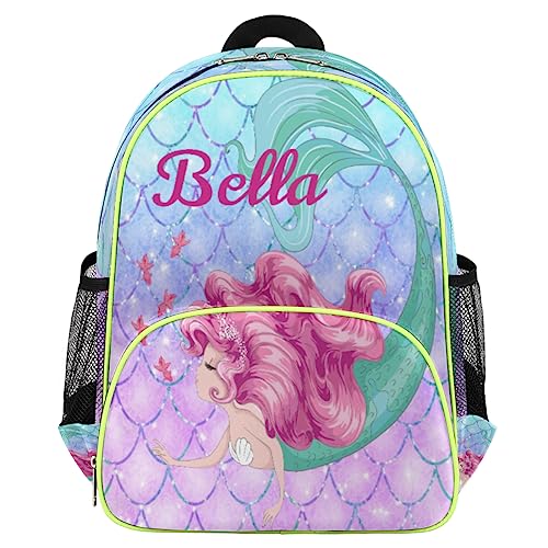 RIRIX Personalized Toddler Kids Backpack, Custom Mini Backpacks for Preschool, Schoolbag for Boys Girls Cute Mermaid Fish Scales