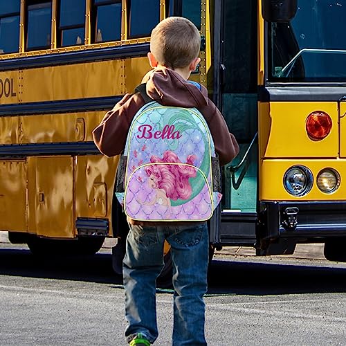 RIRIX Personalized Toddler Kids Backpack, Custom Mini Backpacks for Preschool, Schoolbag for Boys Girls Cute Mermaid Fish Scales