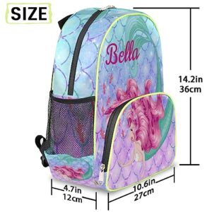 RIRIX Personalized Toddler Kids Backpack, Custom Mini Backpacks for Preschool, Schoolbag for Boys Girls Cute Mermaid Fish Scales