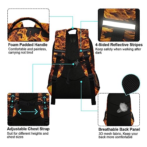 ALAZA Fire Flame Printed Backpack for Students Boys Girls School Bag Travel Daypack