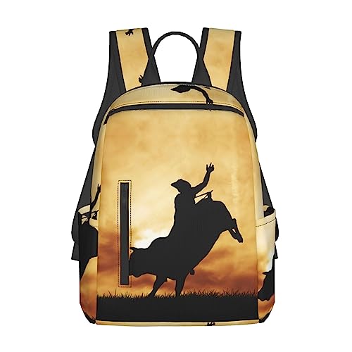 GAGALU Laptop Backpack Cool Bull Riding Printed Lightweight Outdoors Backpack