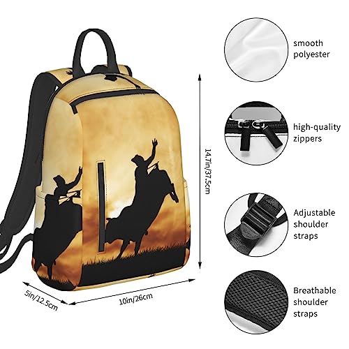 GAGALU Laptop Backpack Cool Bull Riding Printed Lightweight Outdoors Backpack