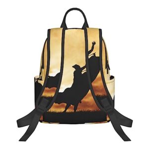 GAGALU Laptop Backpack Cool Bull Riding Printed Lightweight Outdoors Backpack