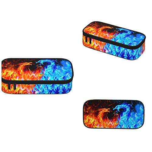 LEOPOM Flame Dragon Fire Backpack Set with Lunch Box Pencil Case Lightweight Large Durable Bookbag For School Teenager