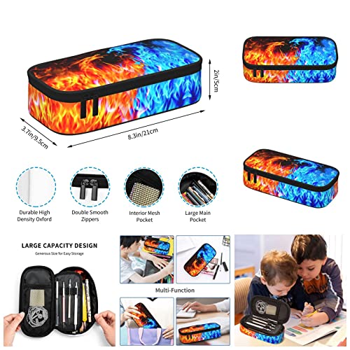 LEOPOM Flame Dragon Fire Backpack Set with Lunch Box Pencil Case Lightweight Large Durable Bookbag For School Teenager