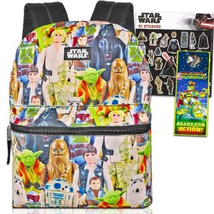 star wars backpack for boys, kids - bundle with 16" star wars school backpack, star wars stickers, and more | star wars school supplies