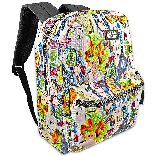 Star Wars Backpack for Boys, Kids - Bundle with 16" Star Wars School Backpack, Star Wars Stickers, and More | Star Wars School Supplies