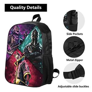 Njhcgyd 5 Pcs Game Backpack Set with Lunch Box, Pencil Case, Button Pins and Stickers Casual Anime Backpack for Game Fans Gift (dark)