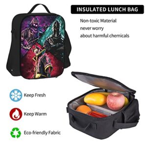 Njhcgyd 5 Pcs Game Backpack Set with Lunch Box, Pencil Case, Button Pins and Stickers Casual Anime Backpack for Game Fans Gift (dark)