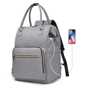 seyfocnia laptop backpack for men women, carry on travel backpack with usb port, 17 inch large laptop computer casual daypack for work business traveling bag (grey)