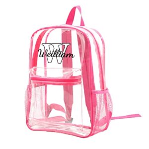 v2g1k2hj.d personalized name clear backpack, heavy duty pvc clear backpack,custom name transparent backpack,travel bags