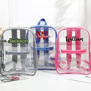 V2G1K2HJ.d Personalized Name Clear Backpack, Heavy Duty PVC Clear Backpack,Custom Name Transparent Backpack,Travel Bags