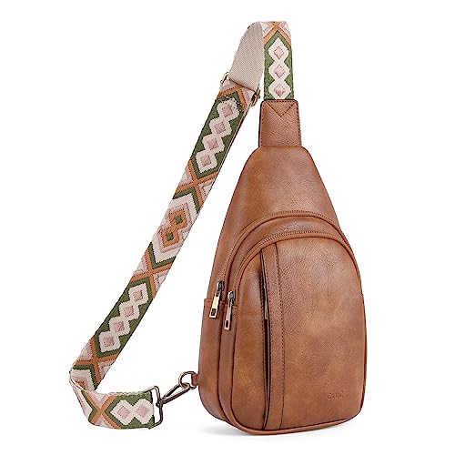 CLUCI Cross Body Bag Women, Sling Bag for Women, Crossbody Bags for Women Trendy, Sling Backpack Women, Chest Bag Daypack for Travel Hiking Brown