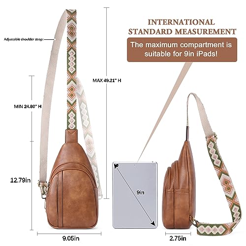 CLUCI Cross Body Bag Women, Sling Bag for Women, Crossbody Bags for Women Trendy, Sling Backpack Women, Chest Bag Daypack for Travel Hiking Brown