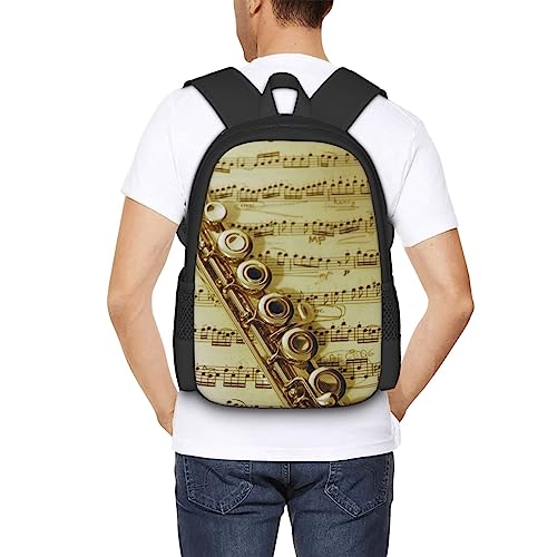 BAFAFA Flute Music Printed Large Backpack Travel Bag Business Work Daypack Laptop Backpacks
