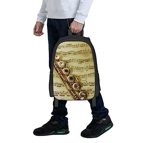 BAFAFA Flute Music Printed Large Backpack Travel Bag Business Work Daypack Laptop Backpacks