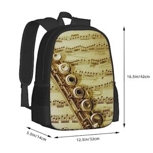 BAFAFA Flute Music Printed Large Backpack Travel Bag Business Work Daypack Laptop Backpacks