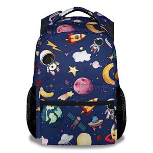 kaxvzer space backpack for girls - 16 inch blue backpacks for school - cute lightweight bookbag for boys