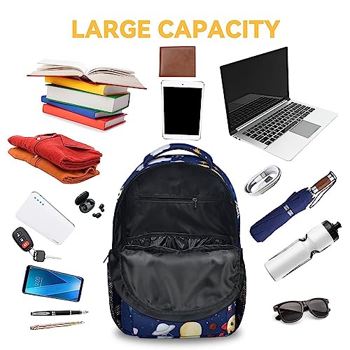 KAXVZER Space Backpack for Girls - 16 Inch Blue Backpacks for School - Cute Lightweight Bookbag for Boys