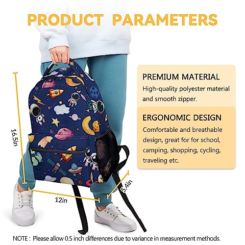 KAXVZER Space Backpack for Girls - 16 Inch Blue Backpacks for School - Cute Lightweight Bookbag for Boys