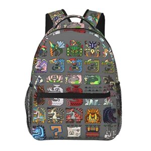 kfzqzoa monster hunter backpack lightweight durable casual daypack travel backpack 16"