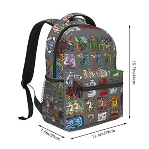 KFZQZOA Monster Hunter Backpack Lightweight Durable Casual Daypack Travel Backpack 16"