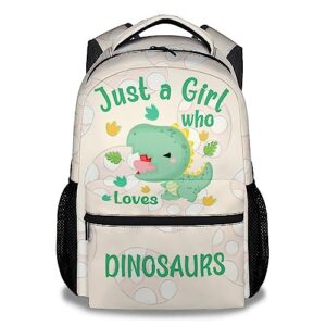 knowphst dinosaur backpacks for girls - 16 inch cute backpack for school - green, large capacity, durable, lightweight bookbag for kids, travel