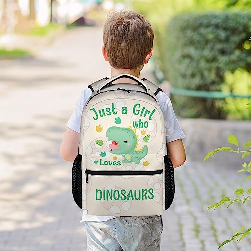 KNOWPHST Dinosaur Backpacks for Girls - 16 Inch Cute Backpack for School - Green, Large Capacity, Durable, Lightweight Bookbag for Kids, Travel