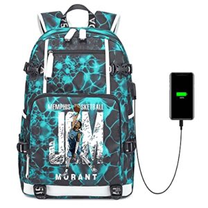 basketball superstar ja 12 laptop backpack youth travel bag anime student waterproof schoolbag (h)