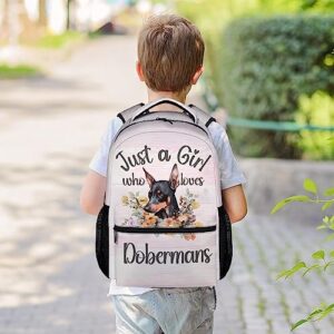 AIOMXZZ Doberman Backpack Gifts, 16 Inch Cute Dog Pattern Bookbag Durable, Lightweight, Large Capacity, Funny Animal Backpack for School Girls Boys Kids