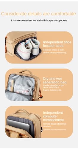 MOYYI Carry on Backpack Anti-theft women Hiking Backpack with Shoe Compartment Travel Backpack Casual Daypack Backpacks (Khaki)