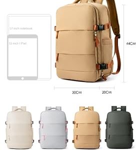 MOYYI Carry on Backpack Anti-theft women Hiking Backpack with Shoe Compartment Travel Backpack Casual Daypack Backpacks (Khaki)