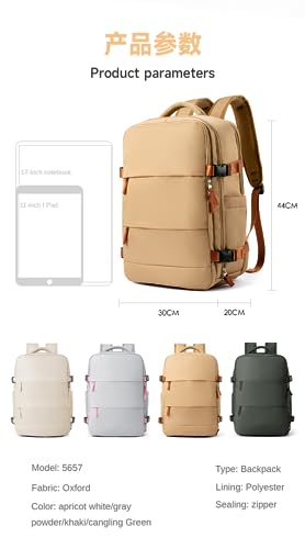 MOYYI Carry on Backpack Anti-theft women Hiking Backpack with Shoe Compartment Travel Backpack Casual Daypack Backpacks (Khaki)