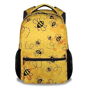 cuspcod bee backpack for girls boys, 16 inch yellow backpacks for school, cute, adjustable straps, durable, lightweight, large capacity bookbag for kids