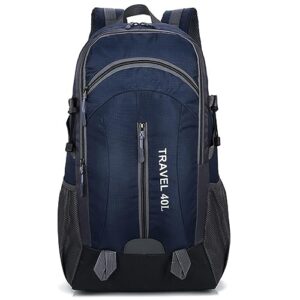 lawei 40l waterproof hiking backpack, blue lightweight camping backpacking outdoor sport day pack, trekking travel backpacks for men women