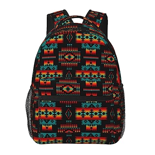 MANQINF Native American Indian Backpack,Retro Bookbags Laptop Bag Shoulder Bags Travel Hiking Camping Daypack for Men Women