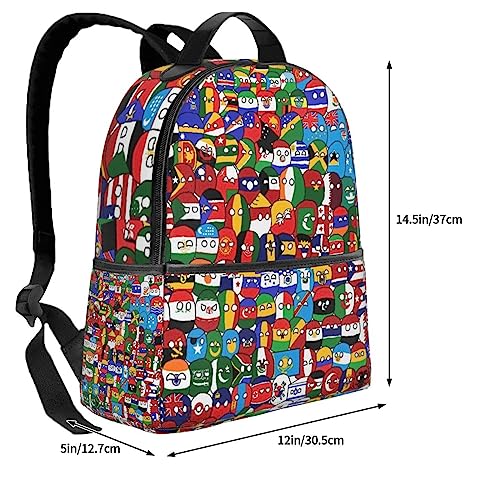 Woidxzxza Polandball Countryball World Map School Bag Student Backpack Lightweight Cycling Travel Bag Outdoor Backpack For Boys Girls