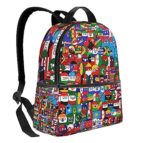 Woidxzxza Polandball Countryball World Map School Bag Student Backpack Lightweight Cycling Travel Bag Outdoor Backpack For Boys Girls