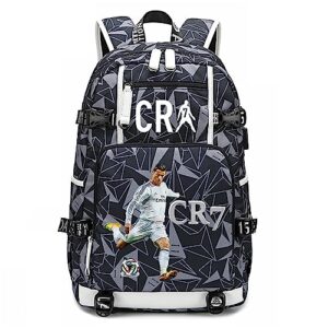 cqlights teen cristiano ronaldo bookbag with usb charging port-waterproof canvas travel daypack for outdoor