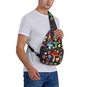 HGWQYHG Mushroom Sling Backpack,Colorful Mushroom Gifts Crossbody Bag For Women Men Sling Bag Travel Hiking Shoulder Chest Bag Daypack Unisex